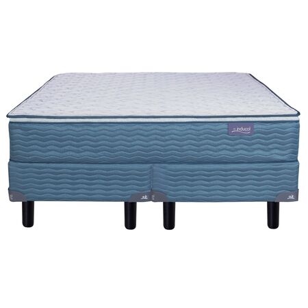 Colchon y Sommier Inducol April Azul Super Queen 160x200x24cm de Resortes Bonnell y Pillow Top de Jackard
