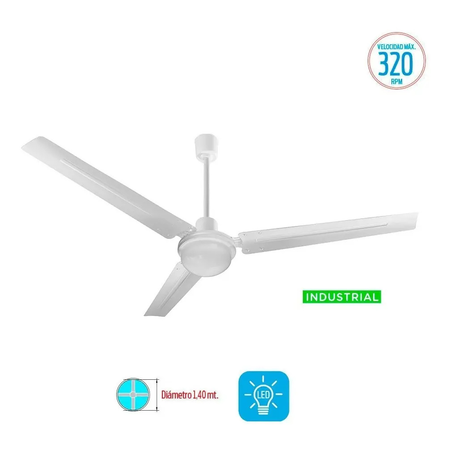 Ventilador De Techo Liliana Vthi513 Blanco Con 3 Palas Metal Diámetro 1.4 m