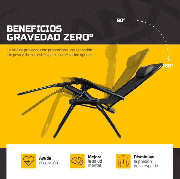 Reposera Plegable X2 Branx Gravedad Cero Con Mesa Auxiliar - Vista 5