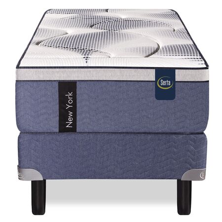 Colchon y Sommier Serta New York 1 Plaza y Media 90x190x35cm de Resortes Pocket con Europillow Visco Inteligente