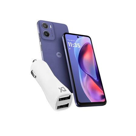 Combo de Celular Motorola Moto E15 Lila + Cargador Dekkin USB