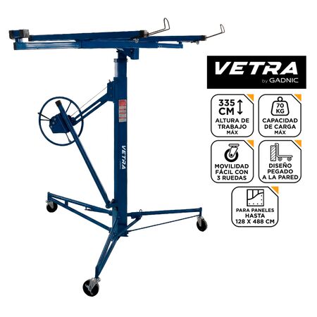Elevador De Placas Vetra By Gadnic Para Drywall Paneles Yeso Ajustable Ruedas