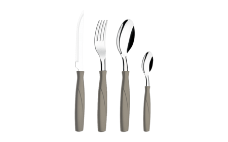 Set Cubiertos en Acero Inox. c/ Mango Plastico de 16 Pz Itaparica Gris Brinox 6000/499