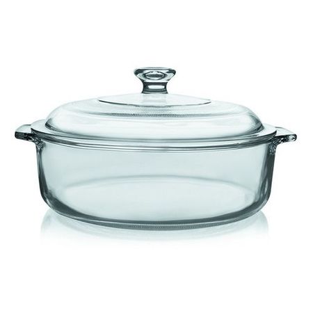 Cacerola Fuente Asadera Vidrio Templato Con Tapa 3Lts Grande - Pyr O Rey