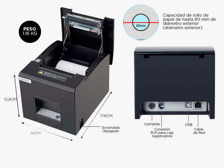 Impresora Termica X-Printer XP-E200M - Vista 6