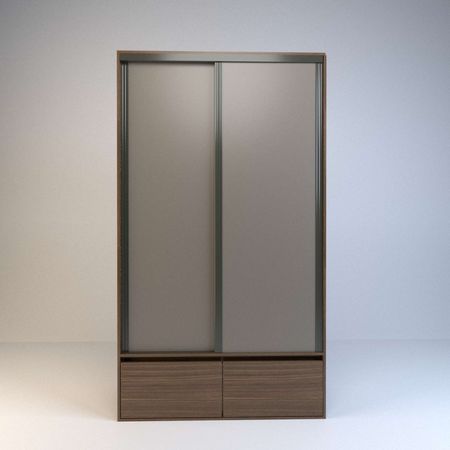 Placard Corredizo 1,20 2 Cajones 2 Zapateros Nogal L. Gris C. Tables