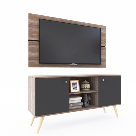 Rack Y Panel Con Soporte Hasta 42p Dl881nbgs Nebraska Gris/Gris Sombra Delos