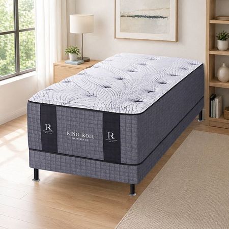 Colchón + Sommier Resortes 1 1/2 Plaza King Koil Lexington 90x190x37 130kg