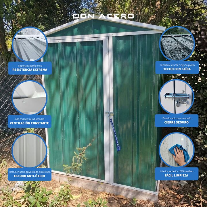 Armario Deposito Galpon de jardin Casi 150x1x2 Verde DON ACERO - Vista 5