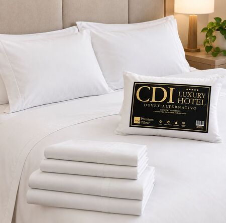 Sábanas Blancas Danubio puro Algodon + 2 almohadas CDI Hotel Luxury Duvet