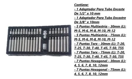 Set de Puntas Ruhlmann Torx Allen Multiestría Hexagonal 40 Piezas