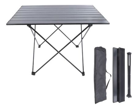 Mesa Camping Plegable Kushiro 68x46x47 Alumino Negra C/bolso Negro