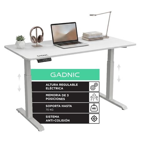 Escritorio Regulable Eléctrico Gadnic 120x60 Elevable Con Memoria Inteligente 3 Posiciones Blanco