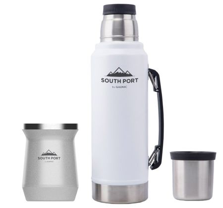 Kit de Termo Blanco y Mate Blanco South Port 1L Acero Inoxidable