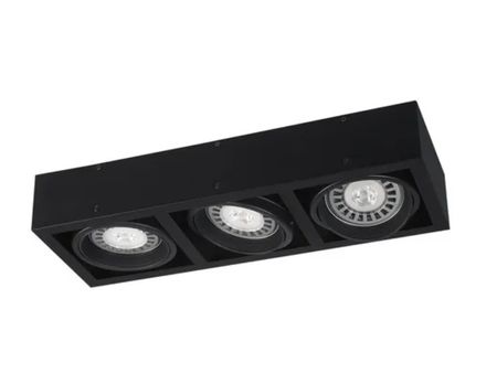 Plafon Ar111 Box 3 Luces Gu10 Negro Frio