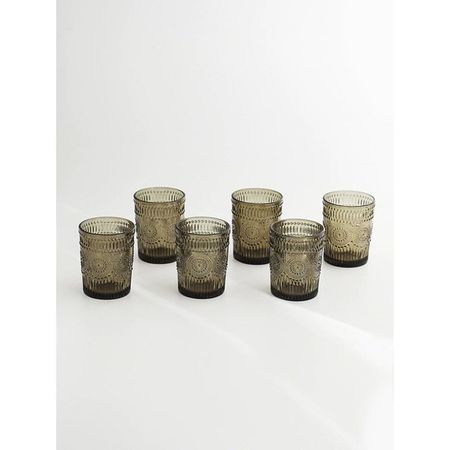 Set 6 vasos Blackly Flower Gris 295 ml