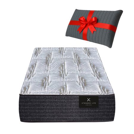 Colchon de Resorte LFK King Koil World Extended Life XL 1 Plaza 80x190x23cm Reforzado Con Espuma de Alta Densidad + Almohada de regalo