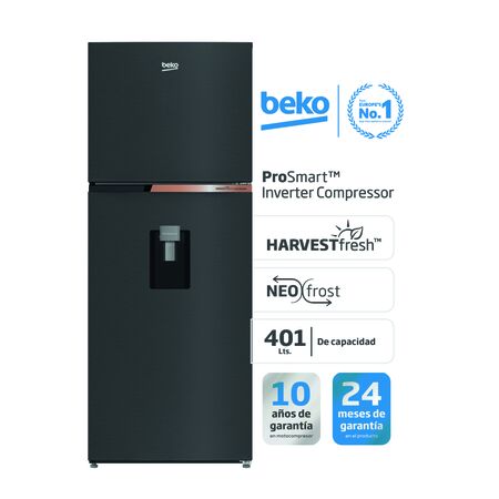 Heladera Beko Inverter No Frost 401l Black Inox 