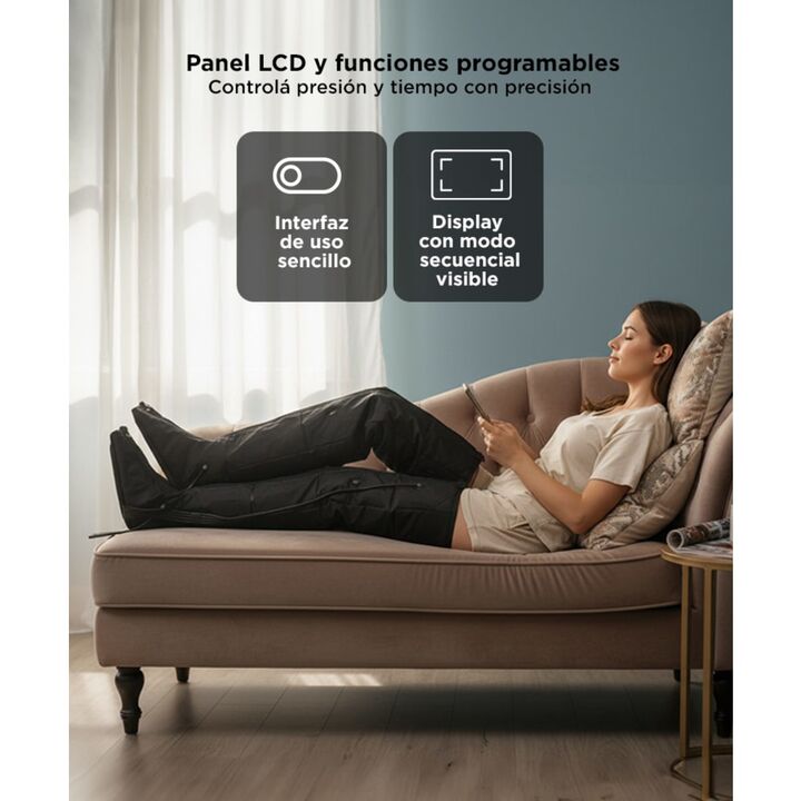 Botas de Presoterapia Gadnic Recuperacion Muscular 9 Niveles Piernas Cintura (Negro L) - Vista 5