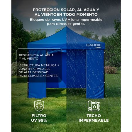 Gazebo Gadnic 3X3M-ZIP con Puerta Cierre Relámpago