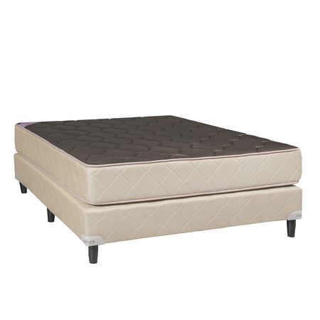 Conjunto Sommier y Colchon de Espuma Maxiking Armonia 2 Plazas y Media 140x190x22cm de Alta Densidad Tela Sarga de Algodon Resistente