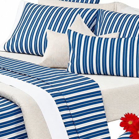 Juego de Sabanas Danubio 144 hilos Stripes Queen Azul