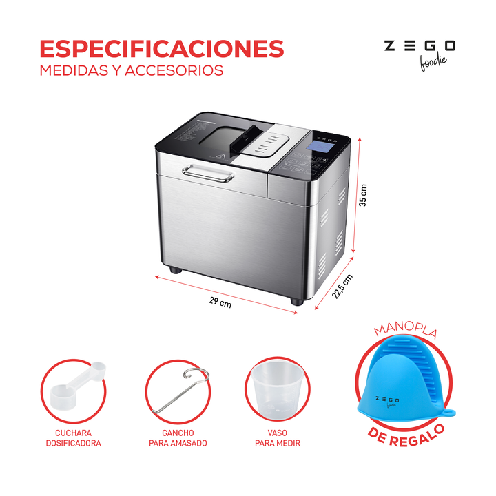 Horno Fabrica De Pan 20 Programas Capacidad 1kg Zego 900w - Vista 4