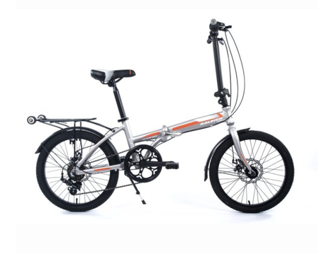 Bicicleta Plegable Raleigh STRAIGHT- R.20"- Gris/Naranja - Cuadro de aluminio _ Frenos a disco- 6Vel.