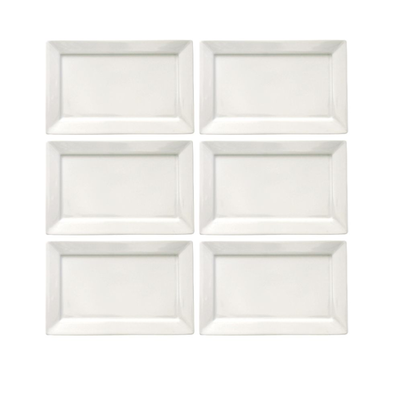 SET X6 PLATOS POSTRE 24.5 X 16 CM RECTANGULAR BLANCO