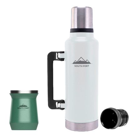 Kit de Termo Blanco 1.3L South Port con Mate Acero Verde Inoxidable