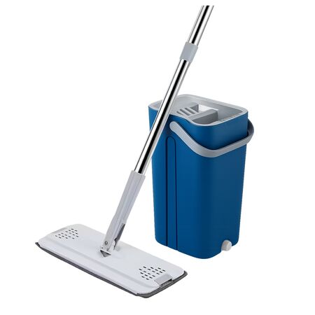 Mopa Plana Con Doble Balde Y Escurridor Importbaires 4 Paños De Repuesto 