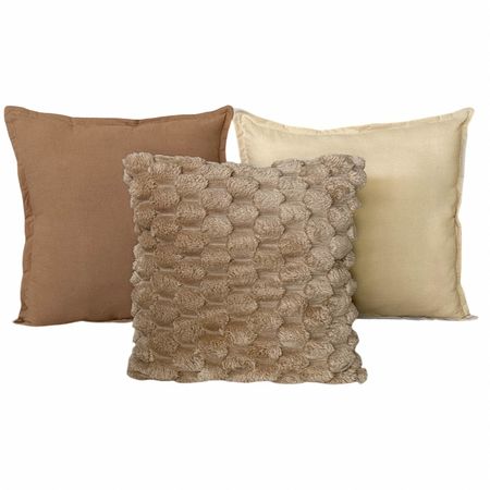 Pack X 3 Almohadones Tusor 50x50 y Peludo 45x45 Nordico cama