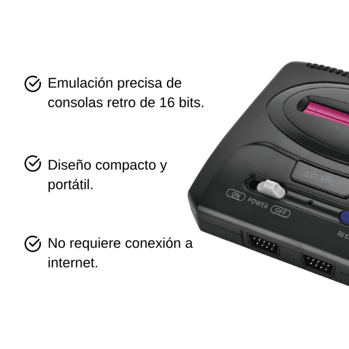 Consola Super Mini Drive con joysticks inalámbricos mas de 1000 juegos Retro - Negro - Vista 4