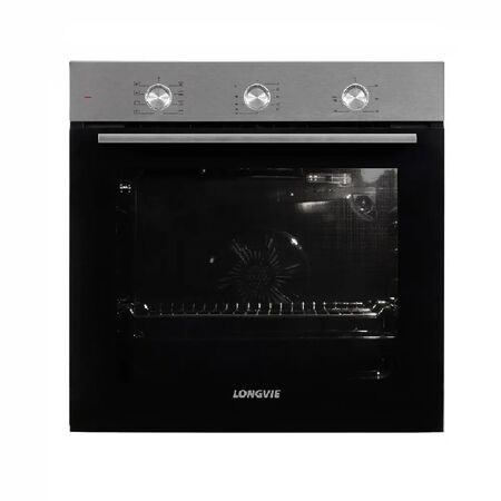 Horno Electrico Longvie 60x60cm Inoxidable Turbina Tangente Grill Termostato Timer HEQB60X