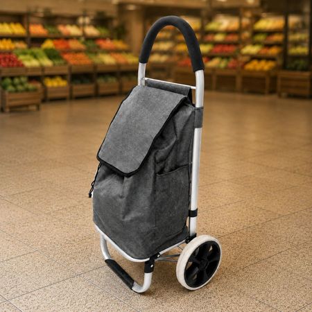 Carrito De Compras Plegable Con Estructura Reforzada Gris