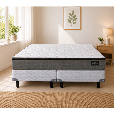 Colchón Resortes Super Queen King Koil Finesse 160x200x26 120kg +Sommier Inducol