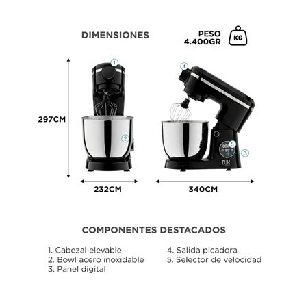 Batidora Planetaria CUK by Gadnic 6 en 1 con Picadora De Carne 1400W