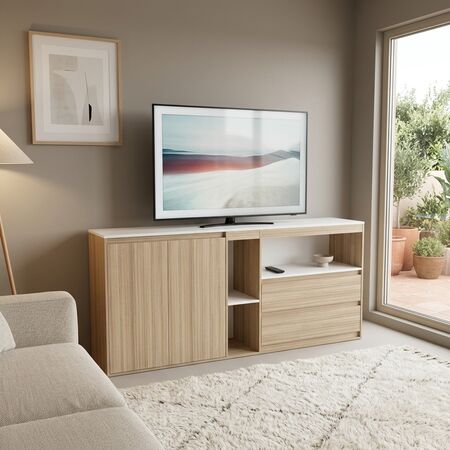 Bahiut 2,00 m. 2 Cajones 2 Puertas Coco Bolo|blanco Tables