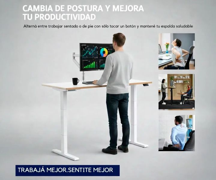 ESCRITORIO GAMER EVOLABS LIFTDESK ART ALTURA AJUSTBLE ELECTRONICA - Vista 3