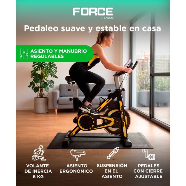 Bicicleta Fija Force By Gadnic THG799 Spinning Hasta 120 Kg Volante de Inercia 6 Kg - Vista 2