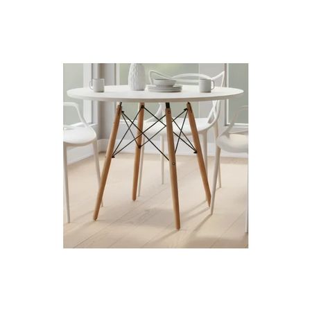 Juego De Comedor Mesa Eames 120cm+4 Sillas Allegra Blanco