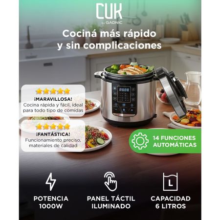 Olla Eléctrica A Presión Gadnic HD100 Cocción Instantánea Arrocera 6L 1000W