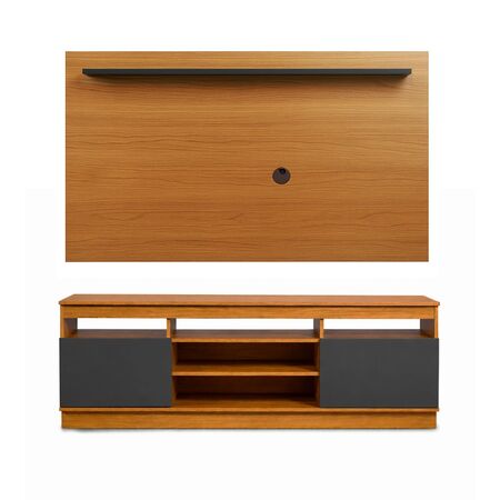 Combo de Entretenimiento Milan Rack y Panel Flotante para TV Grafito Teca