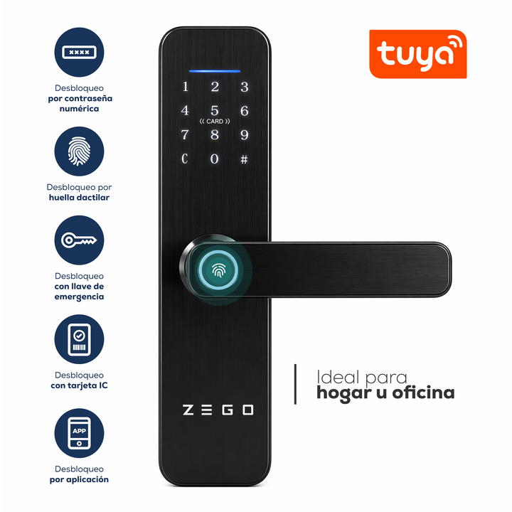 Cerradura Smart Digital Wifi Zego Huella Tarjeta App - Vista 1