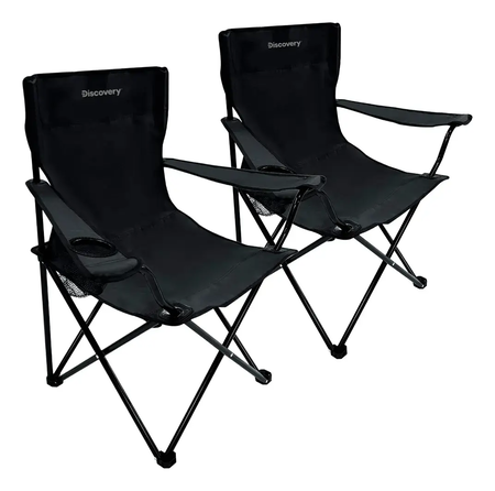 Set de 2 Sillas de Camping Discovery Plegables con Posavasos y Bolso de Transporte