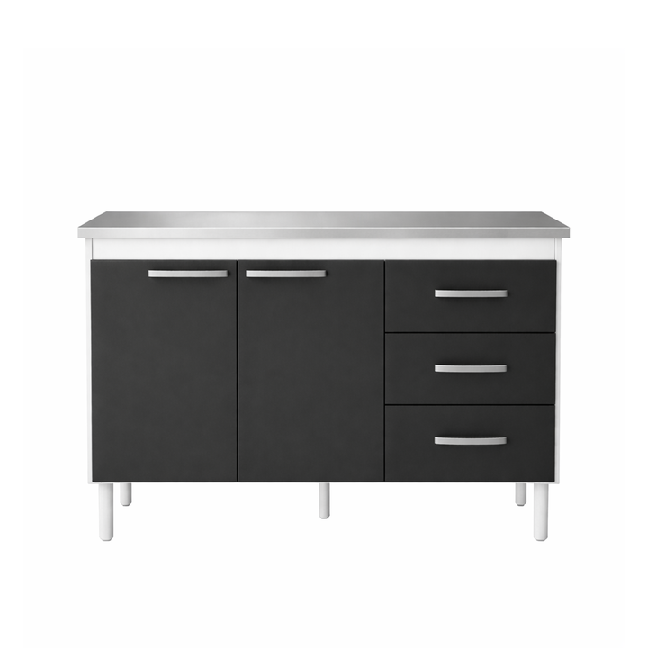 Bajo Mesada 140cm de 2 Puertas y 3 Cajones Grafito Blanco Maximo SIN BACHA - Vista 1