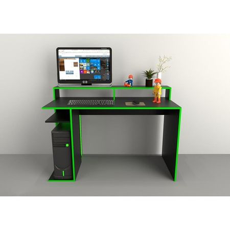 Escritorio Gamer PC DS Home Negro Filo Verde 129x90x60 cm