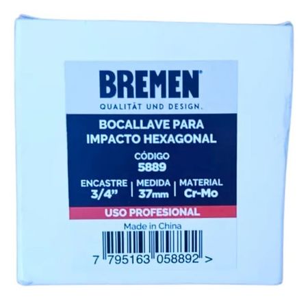 Tubo Hexagonal Bremen Encastre 3/4 Pulgada Alto Impacto Corto 37mm