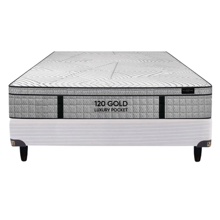 Colchón + Sommier Resortes 2 Plazas King Koil Luxury Pocket 140x190x30 130kg Blanco