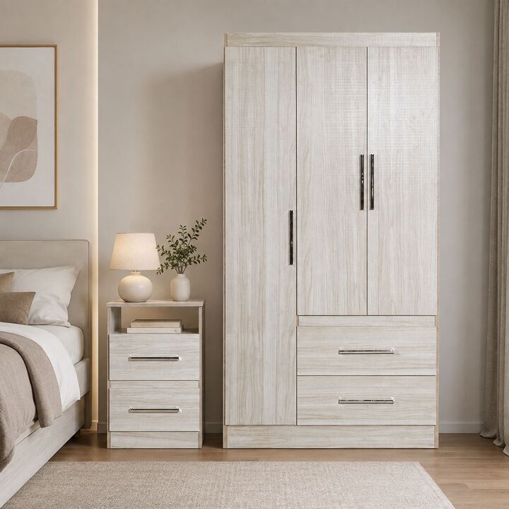 Combo para Dormitorio Placard y Mesa de Luz Reforzados Maximo Fortaleza Marfil - Vista 1